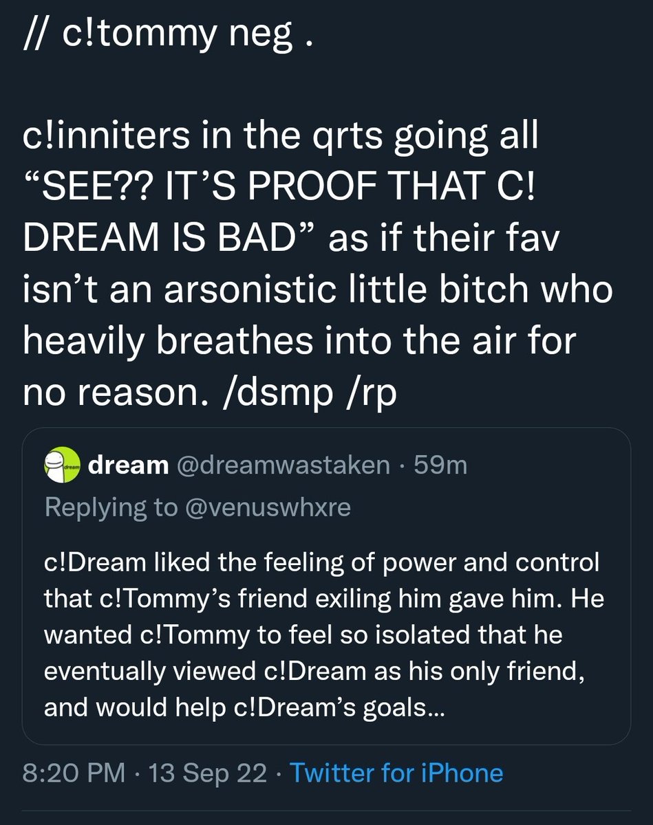 tmmyAwwlt's tweet photo. c!Dream apologists are in mourning Yall https://t.co/86vjDBqLLF