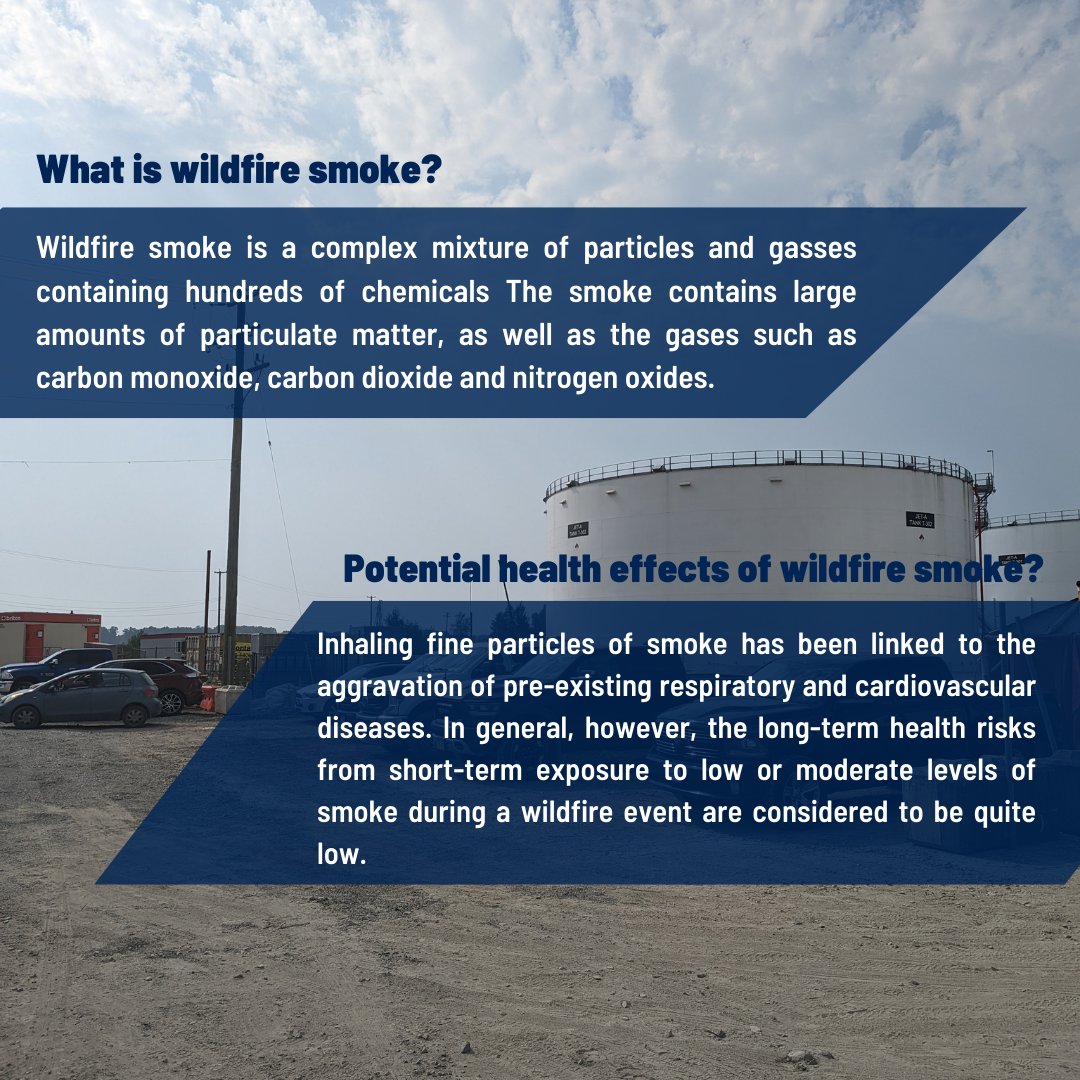 QConstructors's tweet photo. SAFETY SHARE: WILDFIRE SMOKE  
As wildfires continue to be a health risk for everyone in the community, Quattro Constructors has been taking extra precautions these last few weeks to ensure the health and safety of all Crews! 

#HSE #BCwildfire https://t.co/1xUTTo1CPn