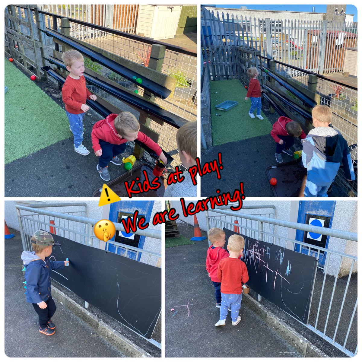 murrayfieldlc's tweet photo. It’s so busy in ELC it can’t possibly only be Tuesday! Apple printing w bruised fallen apples from our tree Dino washing, no one likes a smelly Dino! Intense levels of engagement in play, not even noticing sneaky 📷 Exploring the new water/ball gutter wall. Phew! #sneakylearning https://t.co/QpoS6b3kjp