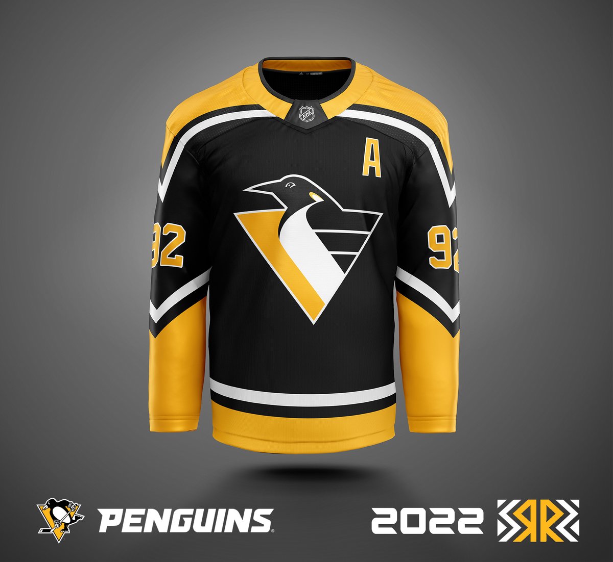 Predicting the <a href="/Penguins/">Pittsburgh Penguins</a> 2022 Reverse Retro jersey... just a black version of the 90's #Pens home jersey.

This was actually one of the 4 designs the Pens wanted to use back in 1992 but was shelved for the diagonal Pittsburgh jersey.

<a href="/icethetics/">icethetics</a> #NHL #ReverseRetro