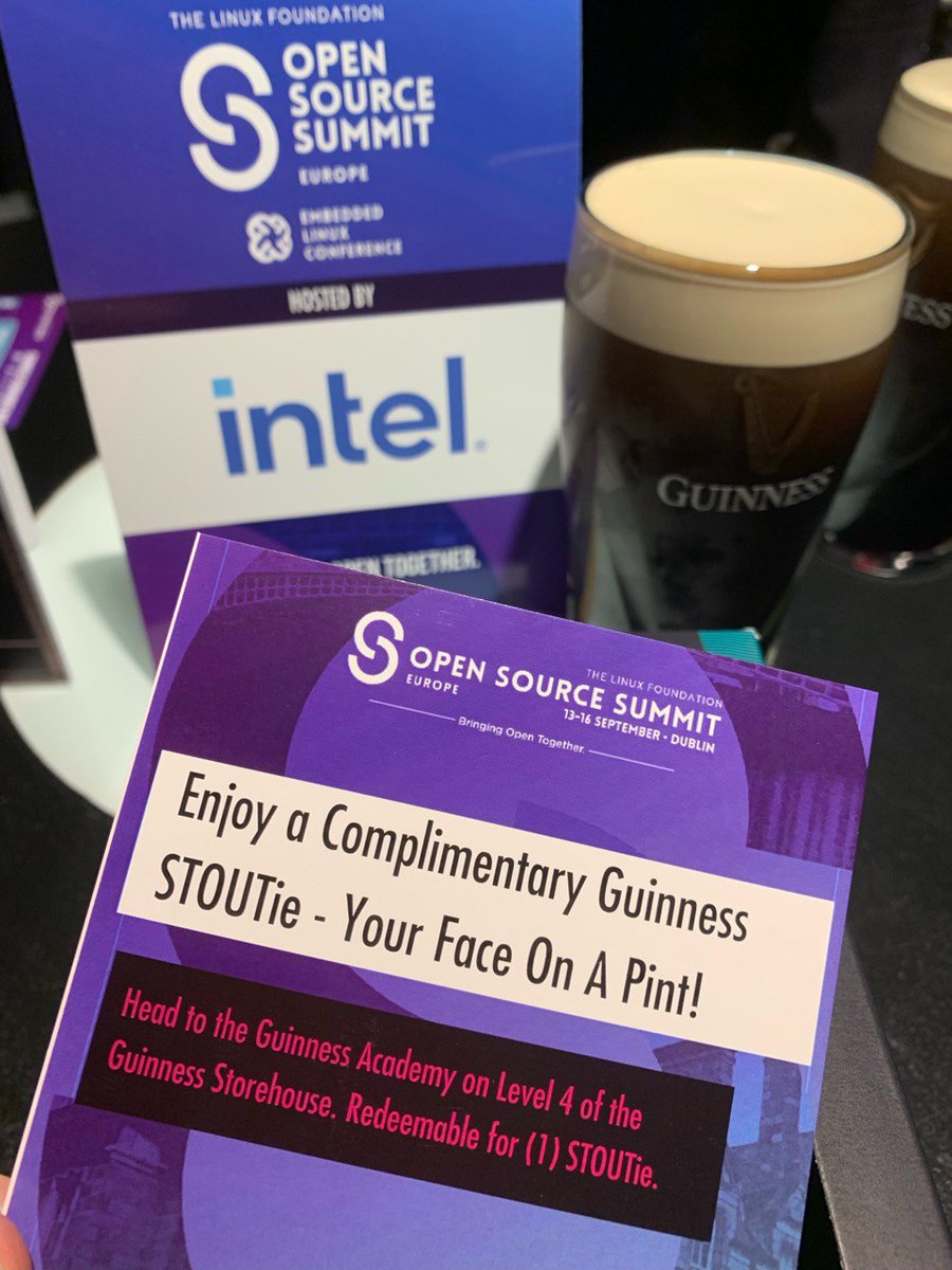 OpenAtIntel's tweet photo. And if you catch our superstar events director @shirleybailes, she’ll put your mug on the foam! #STOUTie #ossummit https://t.co/lTA9rIuMgS