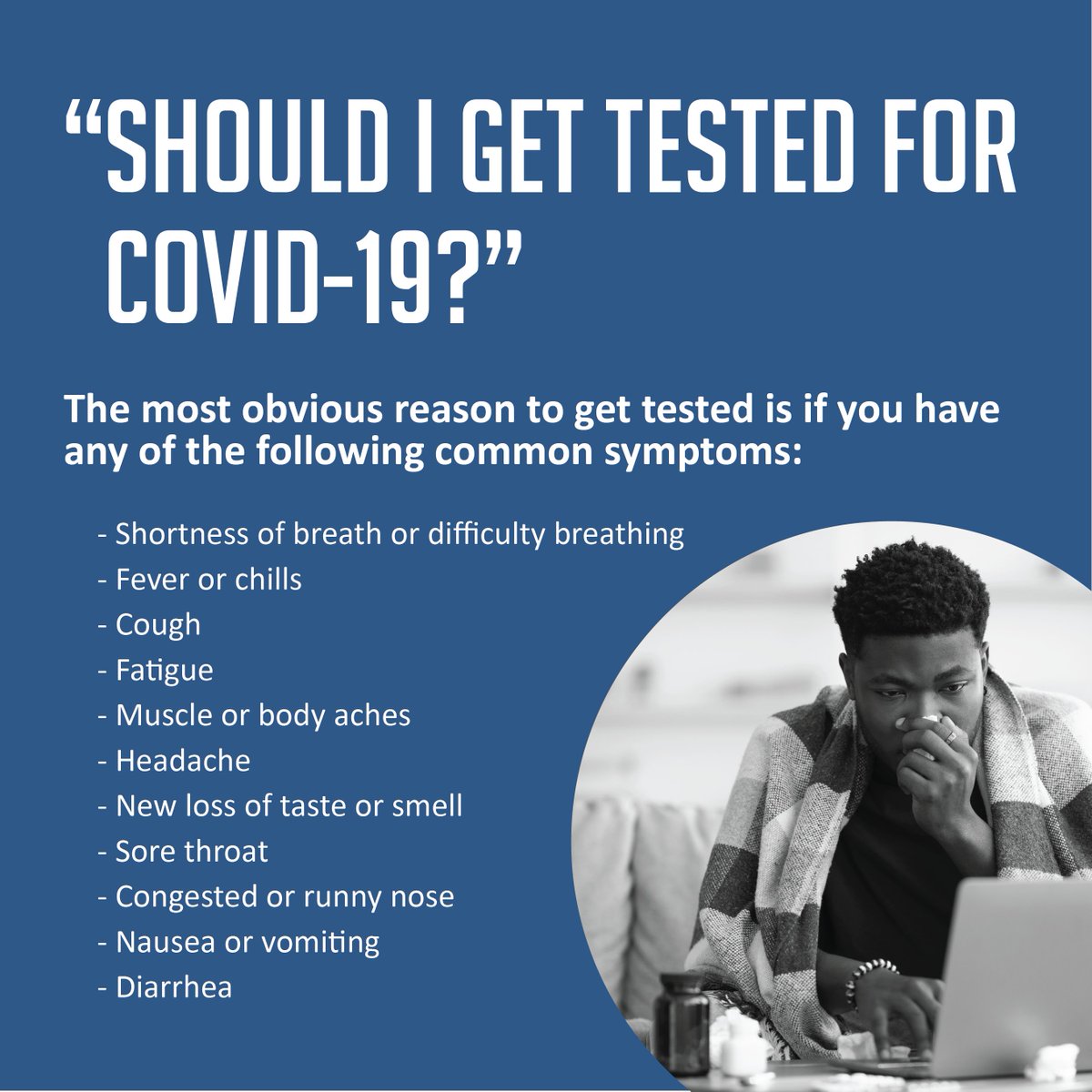 GSLabsTestingUS's tweet photo. Are you wondering when you should be tested for COVID-19?

If you are experiencing any of the symptoms listed below, you should get a COVID-19 test.

Visit our website to find the nearest GS Labs testing site near you and schedule your test today. ⬇️
📲 https://t.co/uobcl2ztqm https://t.co/eS55SfIcRO