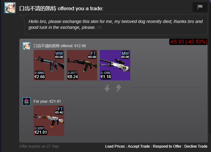 digitzCS's tweet image. one of funnier trades i recieved