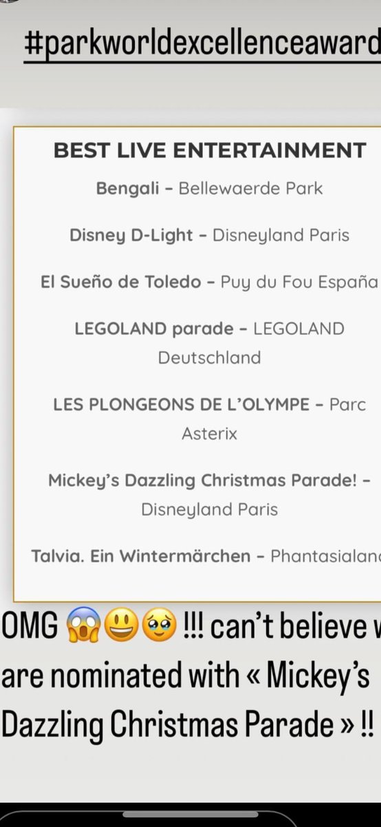 137qbl's tweet photo. WOW 🤩🤩🤩 #MickeysDazzlingChristmasParade et #DisneyDLight sont nominés au Park Excellence Awards 🤩🤩😍❤️❤️😻😍🎉🎉🎉🎉🎉🎉🎉🎉🎉🎉🎉🎉🎉🎉🎉 https://t.co/2cd8JVBf1m