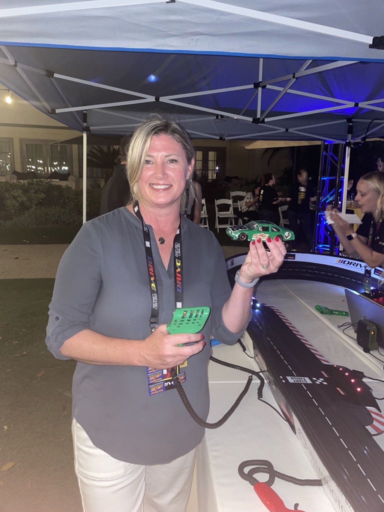 RPAGSupport's tweet photo. Congratulations to our slot car winner Colleen Marchetti! Everyone had great races and we want to congratulate the second place winner Scott Morgan! Great job and we hope you enjoy those prizes! #DRIVEConference https://t.co/ZFBmIukaTh
