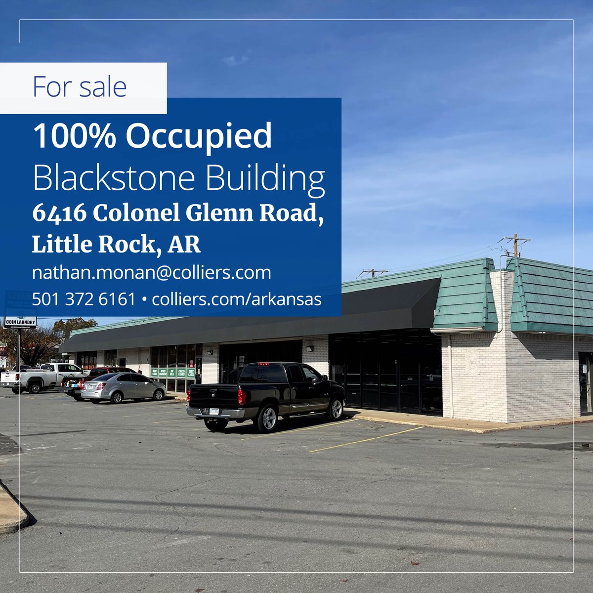 Colliers_AR's tweet photo. Great investment opportunity! Fully-occupied retail strip center near UA Little Rock. Contact Nathan.Monan@Colliers.com or 501-372-6161 for more. https://t.co/CYprOd2B5e #ColliersAR #LoveLR #Investment https://t.co/YUTAJD45sU