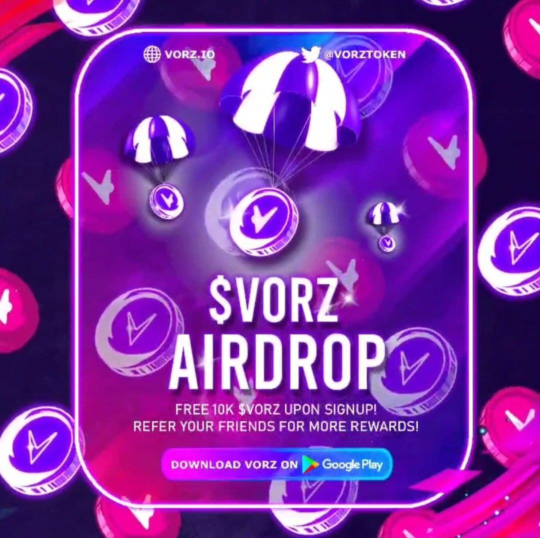 VorzAirdrop's tweet photo. GIVING AWAY 20,000 $VORZ each for the lucky 1000 people who RT this and download Vorz app. After doing so please dm me your $MATIC address and an screenshot of your vorz app profile. The event will last until we hit the 1000 quota. https://t.co/iuoLehJrQe
