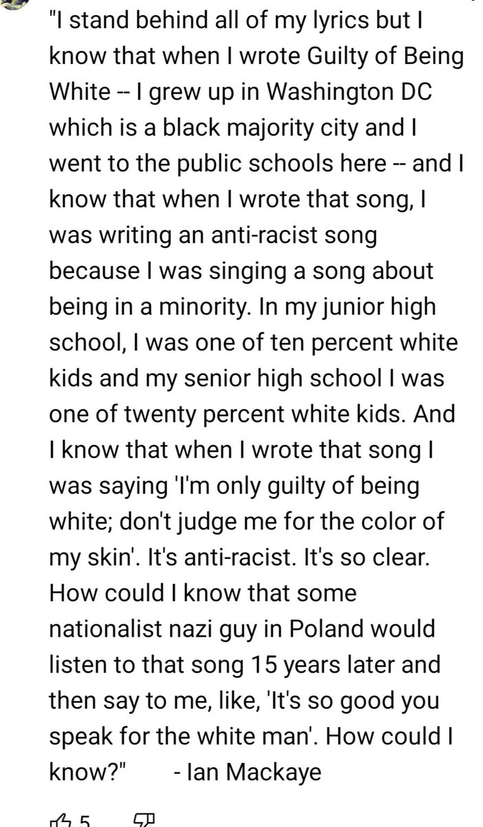 Maleski's tweet photo. @Rodol__ Ian Mackaye la escribió a los 19 tras recibir una paliza el día que trataron la esclavitud en su School de mayoría negra. Eso cuenta. Ha tenido días mejores, sí ;-) https://t.co/bq9ceFzTvF