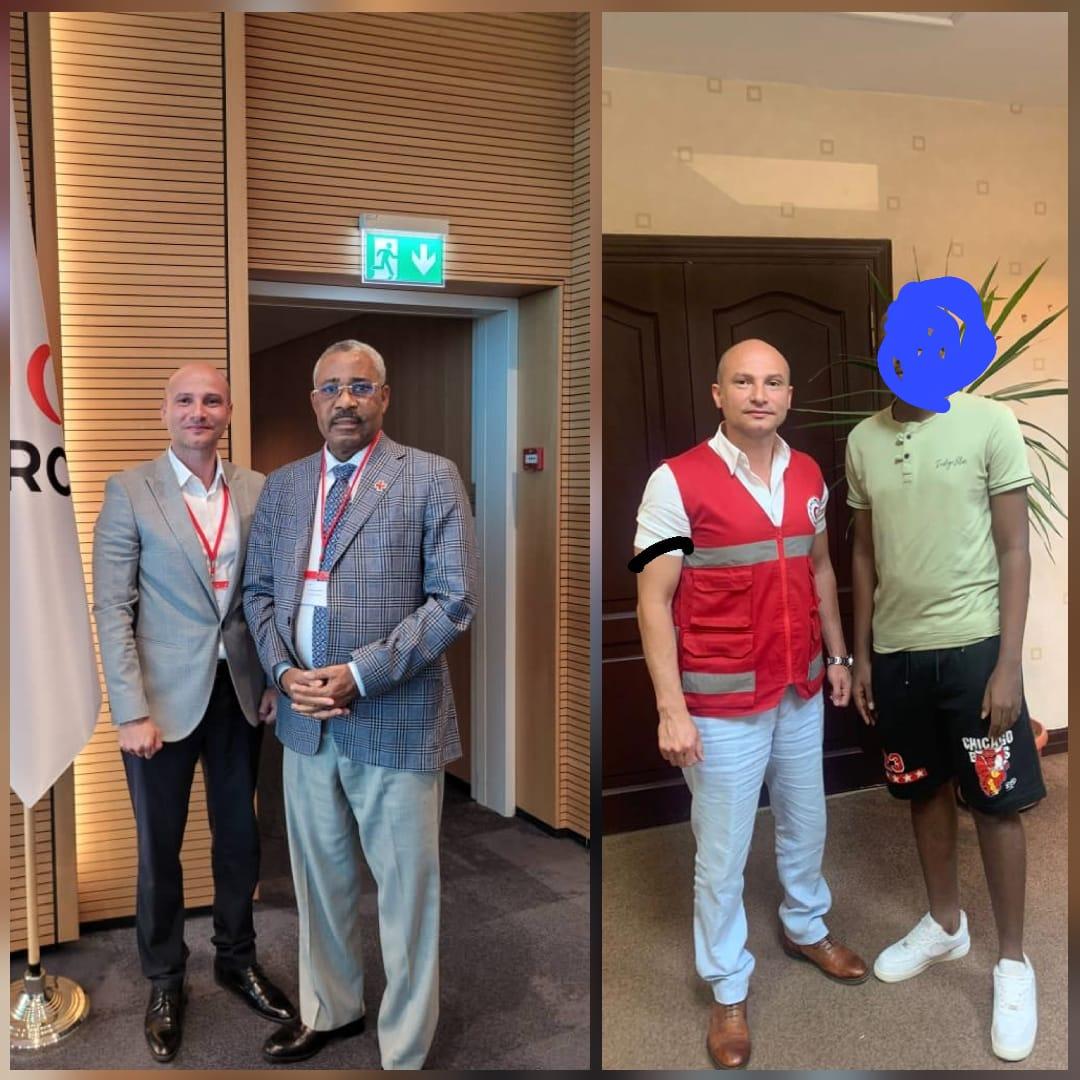 JeanGuiteau's tweet photo. Today, @KwaWouj Pdt. met with  IFRC colleague @ElnazerRamy, CEO of @EG_Red_Crescent. Big thanks to him for contacting IOM Egypt to initiate voluntary repatriation process of migrant &amp; HRC Youth Member who is doing just fine with support of ERC volunteers.Tutti Fratelli ❤️🇭🇹 🇪🇬👌🏽 https://t.co/bxn8Ehh8RN