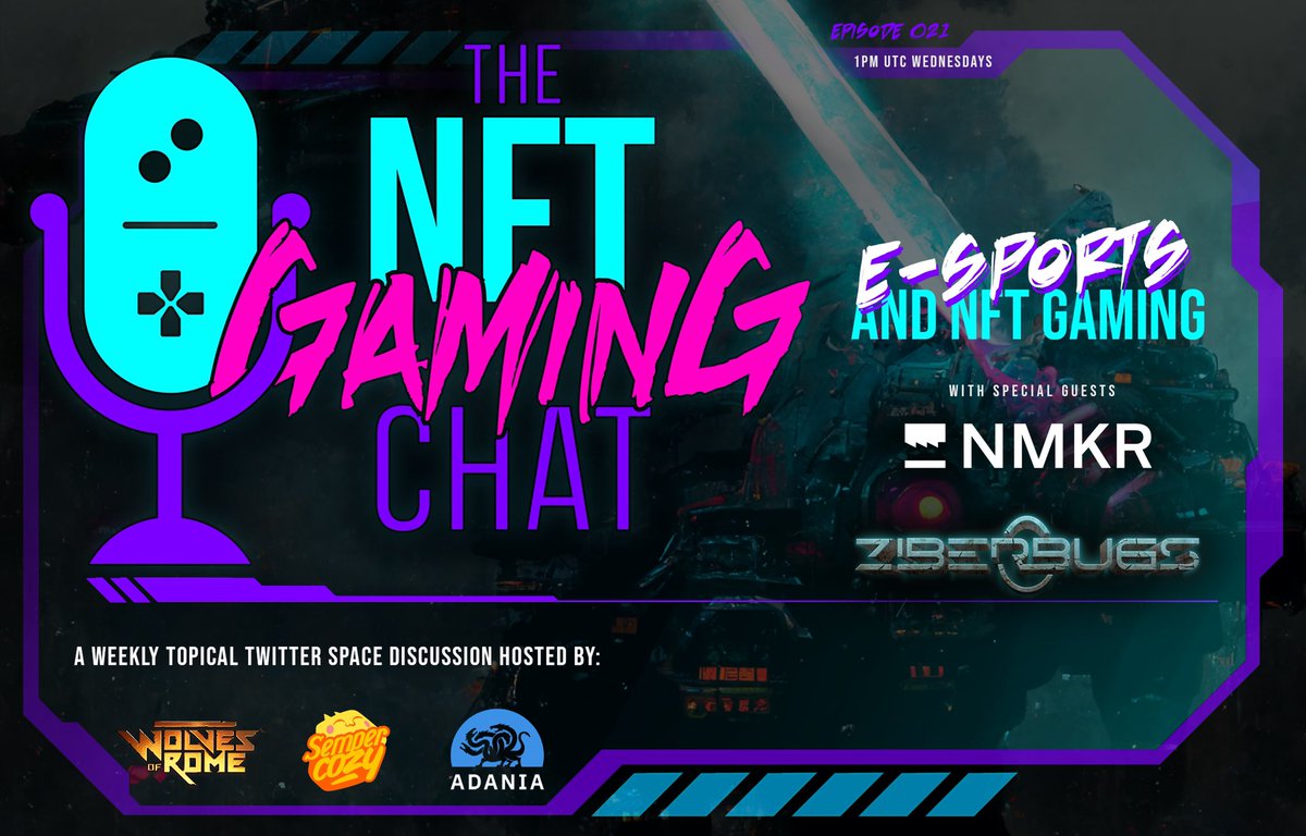 Join us for Ep 21 of the NFT Gaming Chat 👾🎙🔥

This time we are talking Esports and competitive play in the NFT space!

Our guests this week:
@nmkr_io 
@ZiberBugs 

twitter.com/i/spaces/1PlJQ…

#CardanoCommunity #NFTGaming