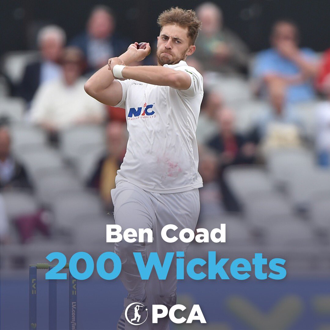 👏 Well done to <a href="/BenCoad10/">Ben Coad</a> on  passing 2️⃣0️⃣0️⃣ wickets in First-Class cricket. 

🧢 5️⃣1️⃣ Appearances 
🔝 6️⃣-2️⃣5️⃣ Best bowling 
📈 2️⃣0️⃣.3️⃣ Average 

👊 Well done, Ben! 

#LVCountyChamp