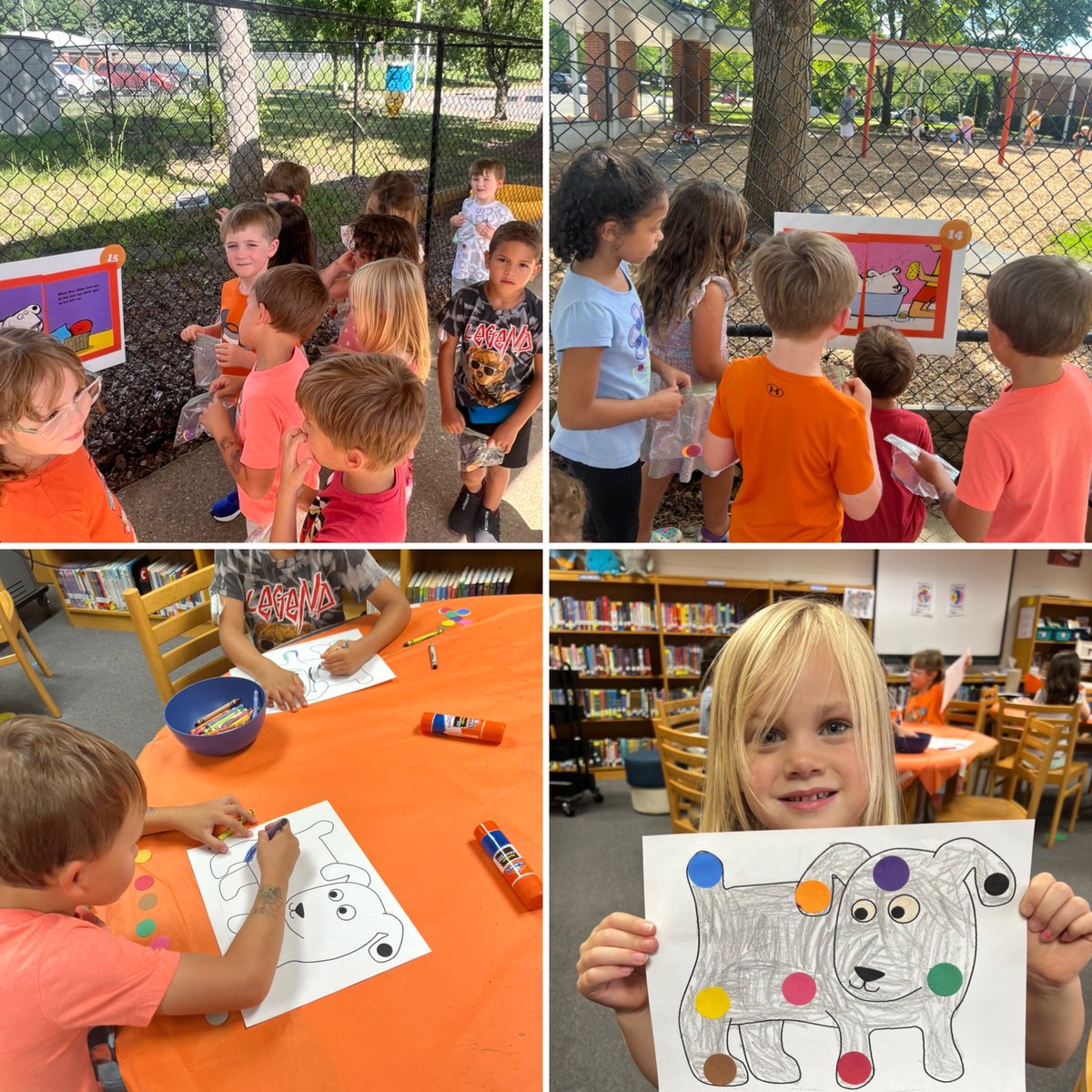 tifray10's tweet photo. 80 Degrees + low humidity + sunny skies = A PERFECT DAY for a #storywalk #dogscolorfulday #PocaPreK5 #library #libraryK5 https://t.co/sw7We0umvU