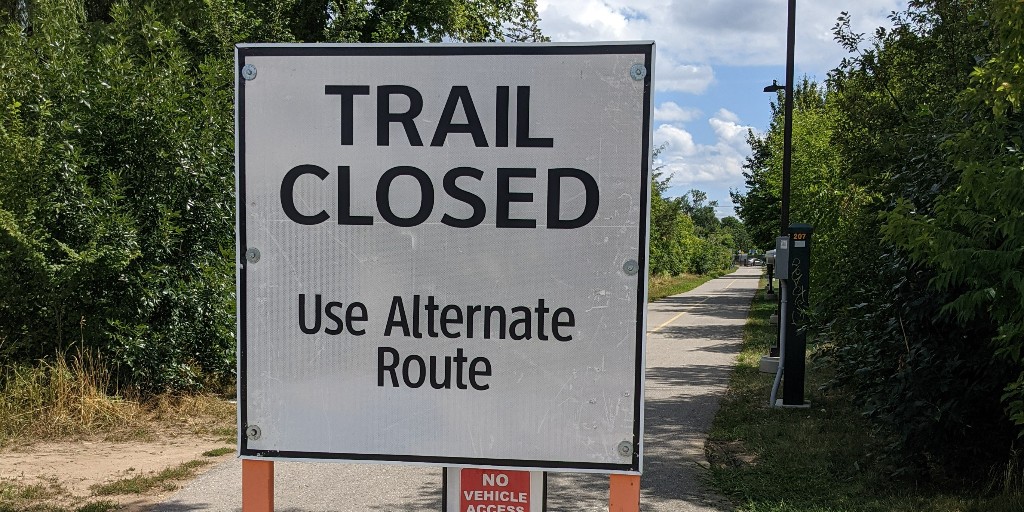 CityKitchener's tweet photo. NOTICE: Due to construction, the Iron Horse Trail is closed between Madison and Palmer Avenue until September 30, 2022. Please follow posted detours.
Subscribe to this page for updates: https://t.co/5mKHW14U7G
#KitchenerTrails https://t.co/hM9yClOTxe
