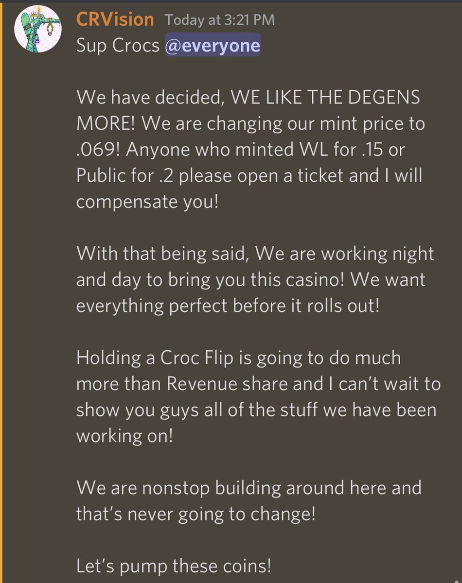 OUR PUBLIC MINT IS NOW SET TO .069! 

#NFT #Solana #NFTCommunity #SOL #SolGiveaway #NFTGiveaway #CrocoLabs #NFTshill 

launchmynft.io/collections/4x…