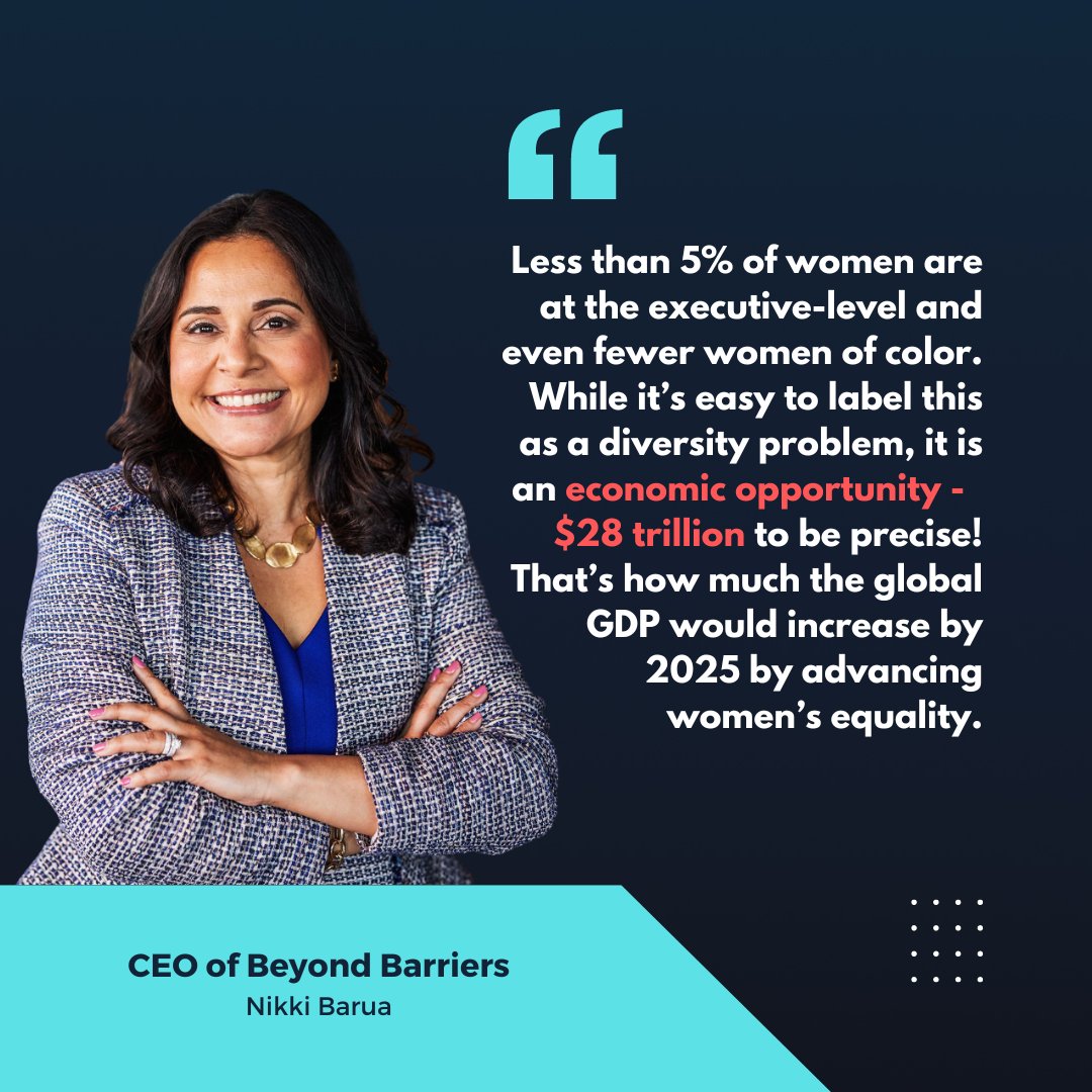 Less than 5% of women are at the executive level and even fewer women of color. While it's easy to label this as a #diversity problem, it's an economic opportunity - $28 trillion, to be precise!" - <a href="/NikkiBarua/">Nikki Barua</a> at <a href="/SuperReturn/">SuperReturn</a> #PrivateCredit #SRNA #SRPC #DEI