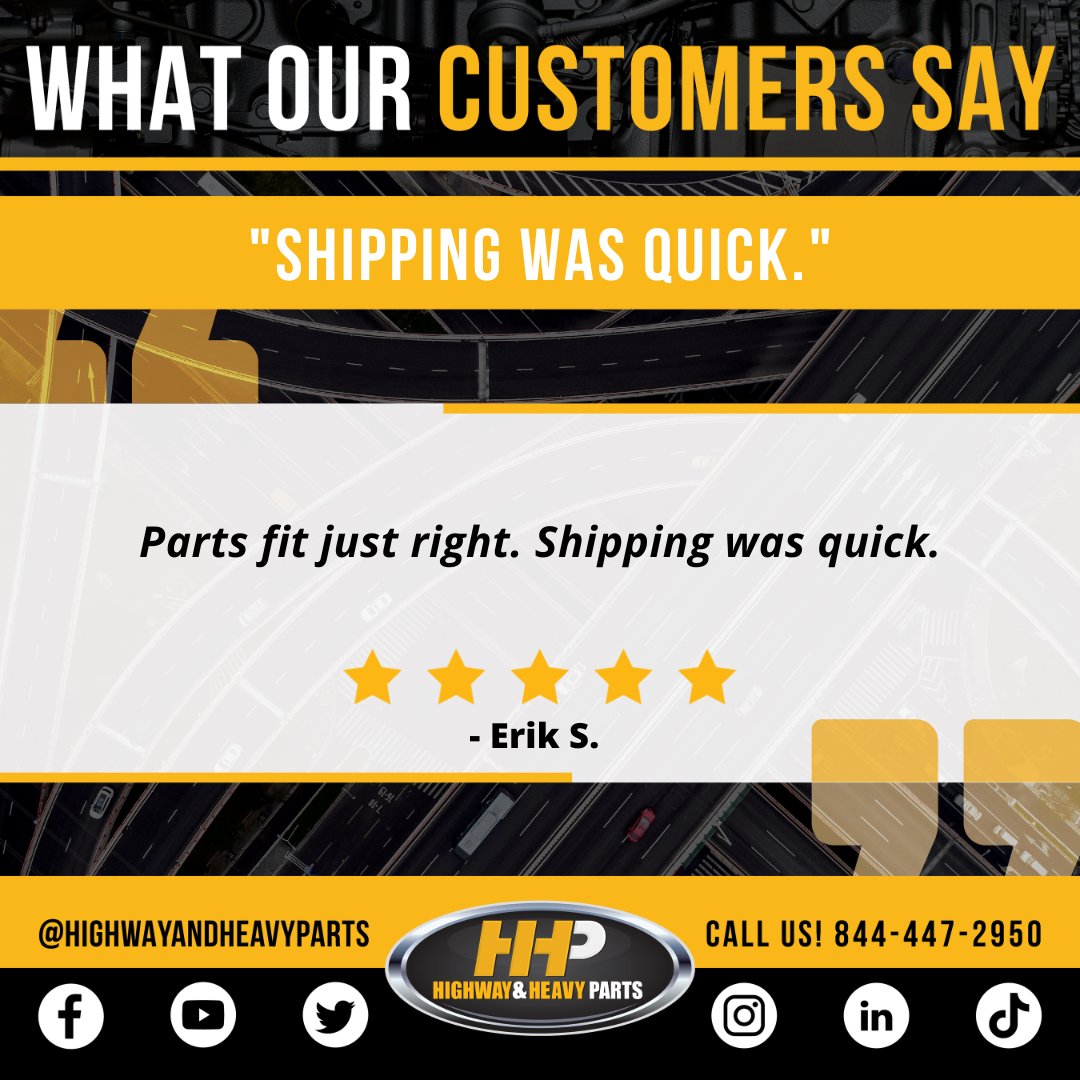 HighwayandHeavy's tweet photo. We here at #HHP have the most AMAZING customers! We just wanted to highlight a #Great #Review we received from Erik S. about their experience with HHP - Thanks Erik!
#highwayandheavyparts #customerreview #dieselengine #customerappreciation #diesel #Sales #Help #Order #Service https://t.co/WnRMbhnTra