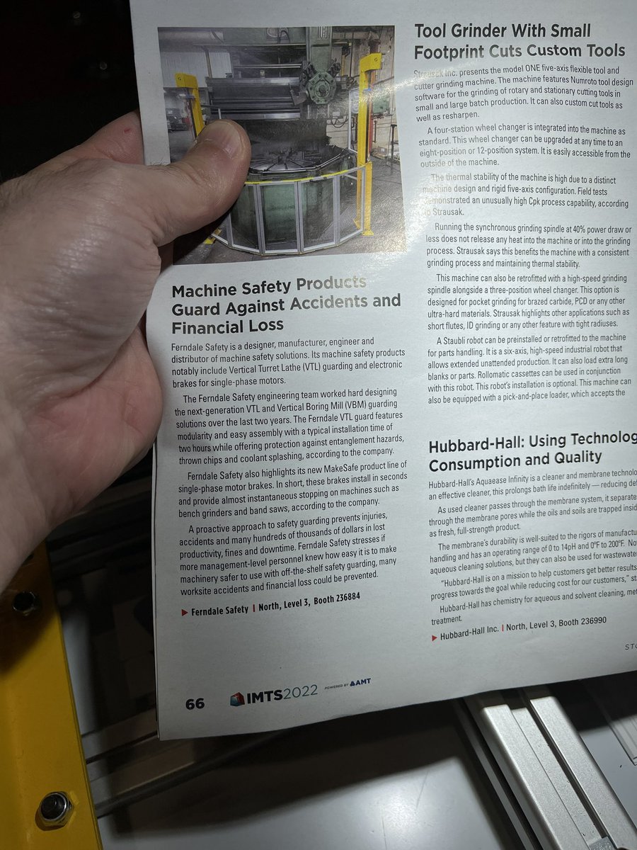 makesafetools's tweet photo. MAKESafe &amp; @FerndaleSafety are mentioned in the #IMTS2022 daily news! https://t.co/Di0ypTpPgG https://t.co/yZROq9YVFa