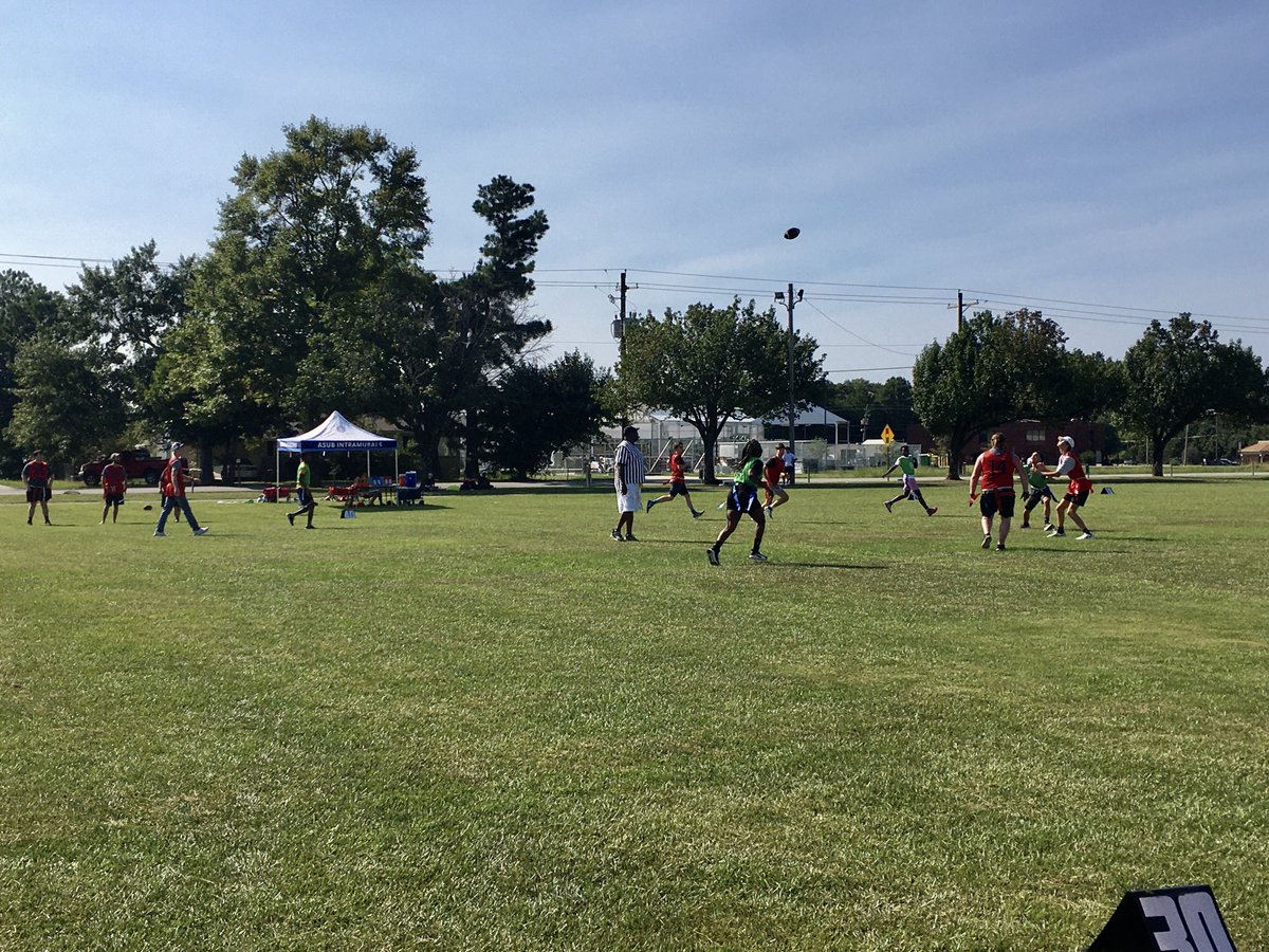 MethvinJennifer's tweet photo. Intramural Flag Football got underway โฆtoday. And students were on the tennis courts as well. #StudentsLead #StudentsLearn #StudentsPlay โฆ@ASUBeebeโฉ https://t.co/kbckkWoQSC