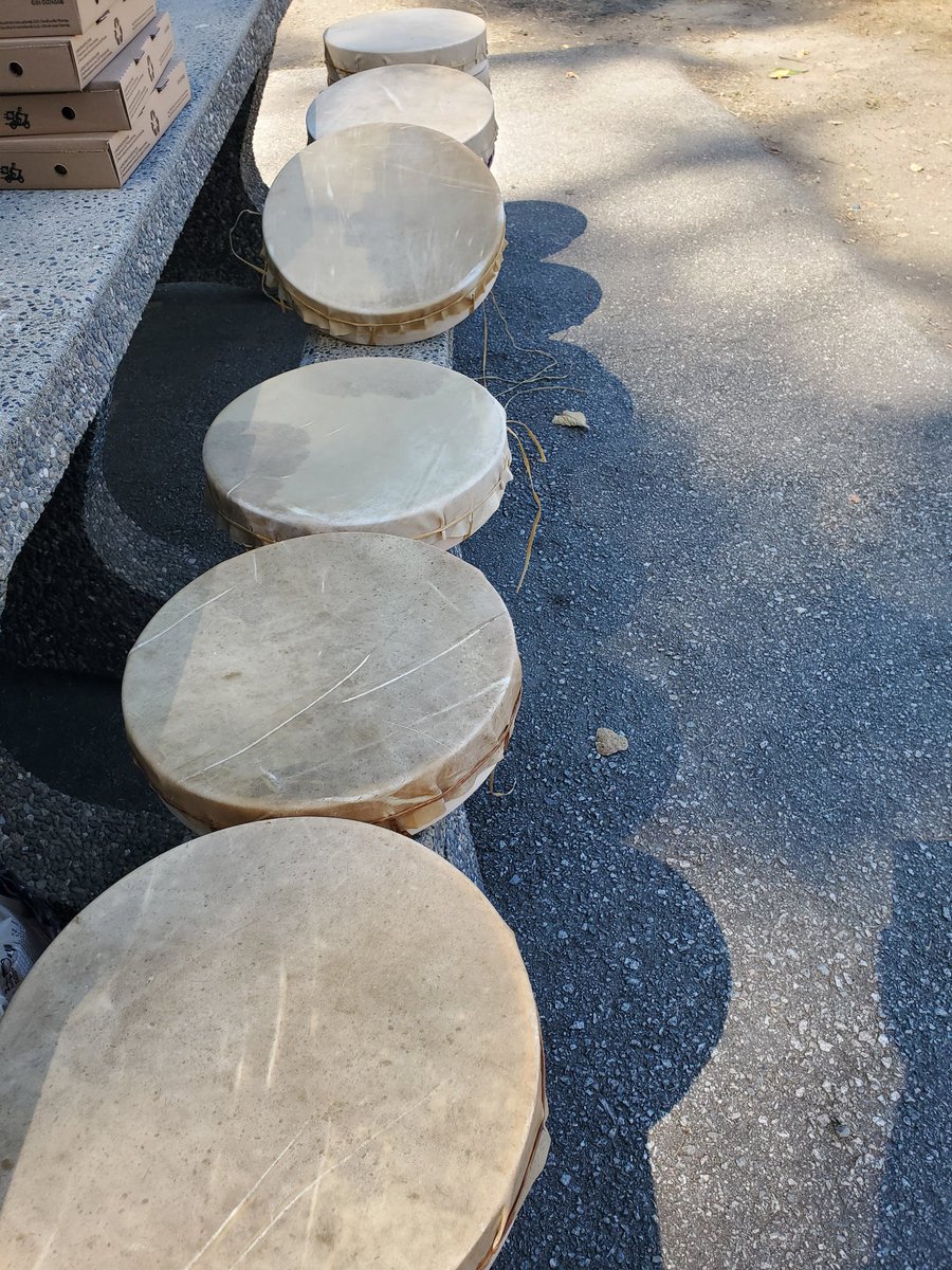 Teaching drum making with Skwo:wech 27 drums in total, drum birthing ceremony is soon.