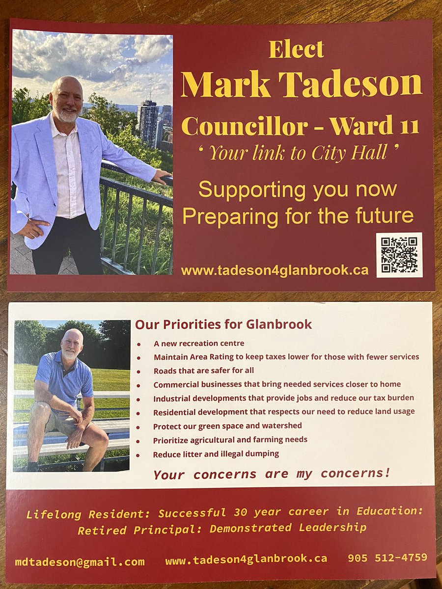 Check your mail Glanbrook! Use the QR code on the postcard to learn about my platform and to contact me with any questions or concerns.  I want to be your voice in City Hall! #HamOnt #HamiltonVotes2022
 <a href="/BinbrkAgSociety/">Binbrook Agricultural Society</a> <a href="/GlanbrkGazette/">GlanbrookGazette</a>