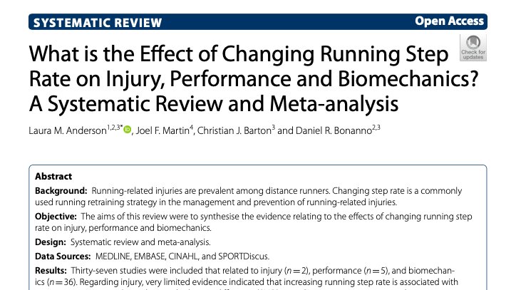 La Trobe SEMRC (@latrobesem) on Twitter photo Original Research: ↑ running step rate may be a useful strategy in the management of injury - however, we don't have sufficient evidence to determine which runners would benefit most!
Bravo👏 Laura Anderson & <a href="/DrChrisBarton/">Christian Barton</a>
It's open access too 🔓
doi.org/10.1186/s40798… Original Research: ↑ running step rate may be a useful strategy in the management of injury - however, we don't have sufficient evidence to determine which runners would benefit most!
Bravo👏 Laura Anderson & <a href="/DrChrisBarton/">Christian Barton</a>
It's open access too 🔓
doi.org/10.1186/s40798…