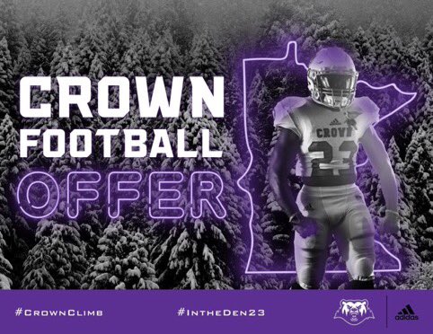 I am very excited to announce I have gotten my third roster spot offer from <a href="/CrownCollegeFB/">Crown College Football</a> <a href="/_Coach_Franz/">Coach Franz</a>