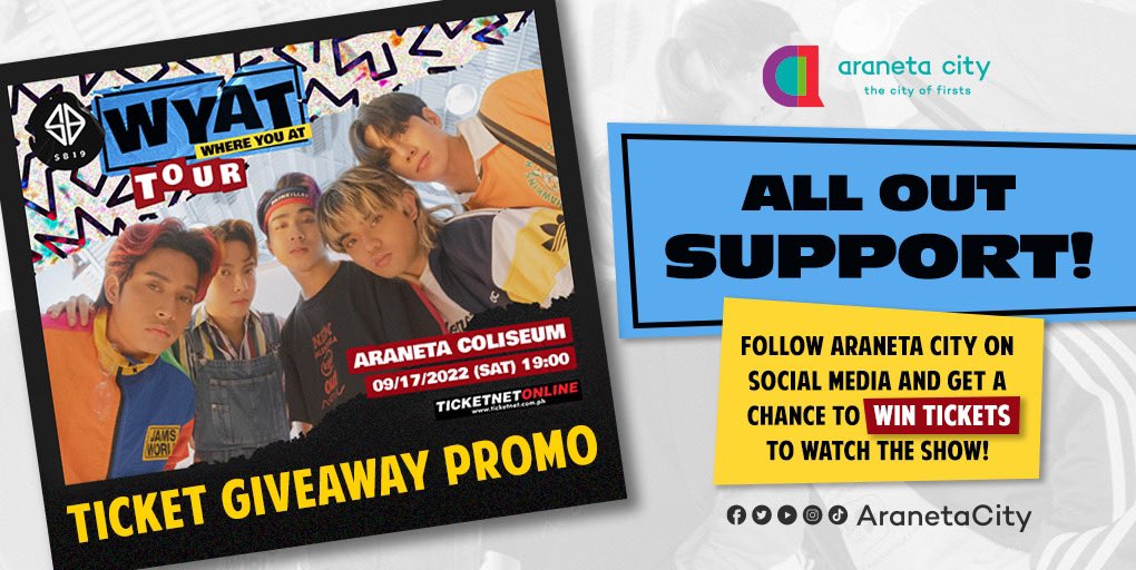 AranetaCity's tweet photo. 📣ALL OUT SUPPORT SI NINANG | Show your love 💙 inaanaks! Get a chance to watch #WYAT @SB19Official at @TheBigDome this Sept 17! RT this with screenshots of our socials! #WhereYouAtSB19 #SB19 #CityOfFirsts #AranetaCity https://t.co/FtAle0bwNs