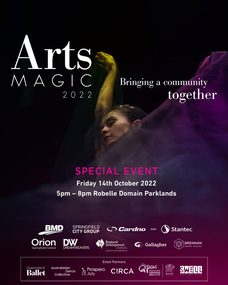 springfieldQLD's tweet photo. ✨Celebrate the magic of movement, music and visual arts at our upcoming FREE community event! Follow the link to learn more and click attending - https://t.co/SBb94mklYh
@rdaiwm, @QPAC,
@Swell_Sculpture, @BrennanIT #artsmagic #artsqld https://t.co/RhiFqfAfub