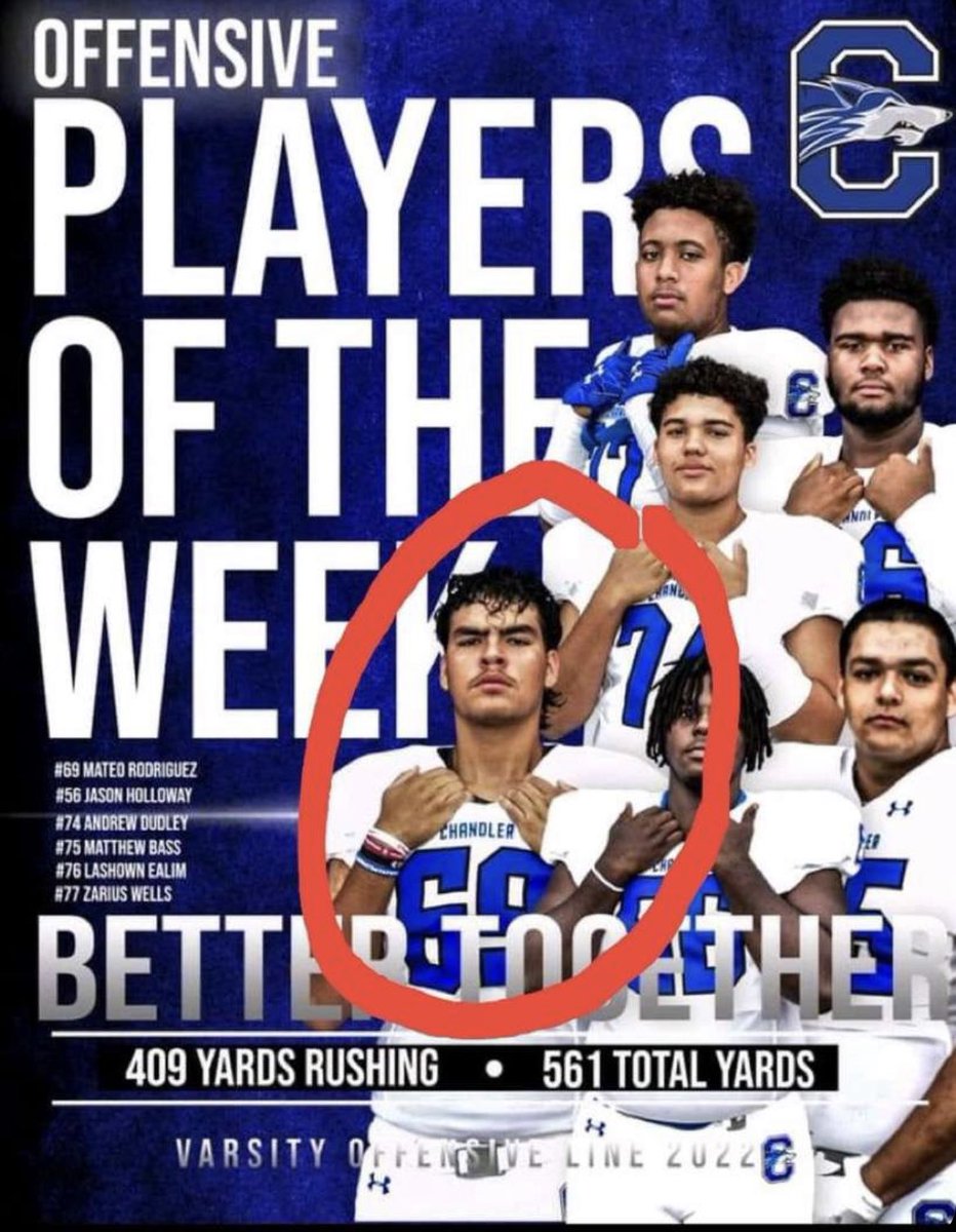 ClarissaCisarod's tweet photo. Congrats to these great players Especially my❤️ #69 @MateoRod69 
Go CHS Wolves!
#chandlerhighschoolfootball
#chswolves https://t.co/NAlWEirILL