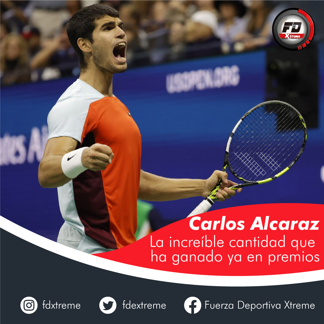 fdextreme's tweet photo. Carlos Alcaraz, con su triunfo en el Abierto de Estados Unidos, se embolsó 2,6 millones de dólares, lo que le acerca a los diez millones en ganancias en su todavía corta carrera, y lo convierte en el tenista que más dinero ha ganado en este 2022, un total de 7,3 millones. https://t.co/VryuRwpSmN