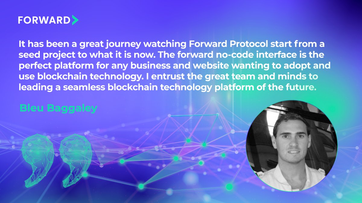 ForwardProtocol's tweet photo. 💡 Quote of the Day.

🧠 We always look out for when our #MasterMinds share their thoughts on the ⏩ #ForwardMovement

This week, we appreciate one of our earliest investors, Bleu Baggaley, and his perspective on #Forward Protocol. 🔥

#ForwardProtocol #Web3World #CryptoTech https://t.co/OcCxkSJIth