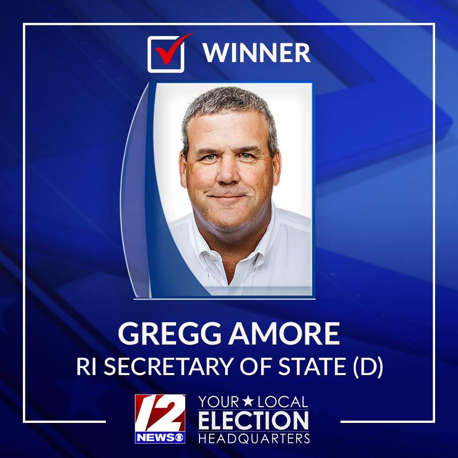 wpri12's tweet photo. #Breaking: Gregg Amore has won the Democratic primary for secretary of state, WPRI 12 projects: https://t.co/1lAEJqJER8 #RIPrimary https://t.co/xz2A5LhdAh