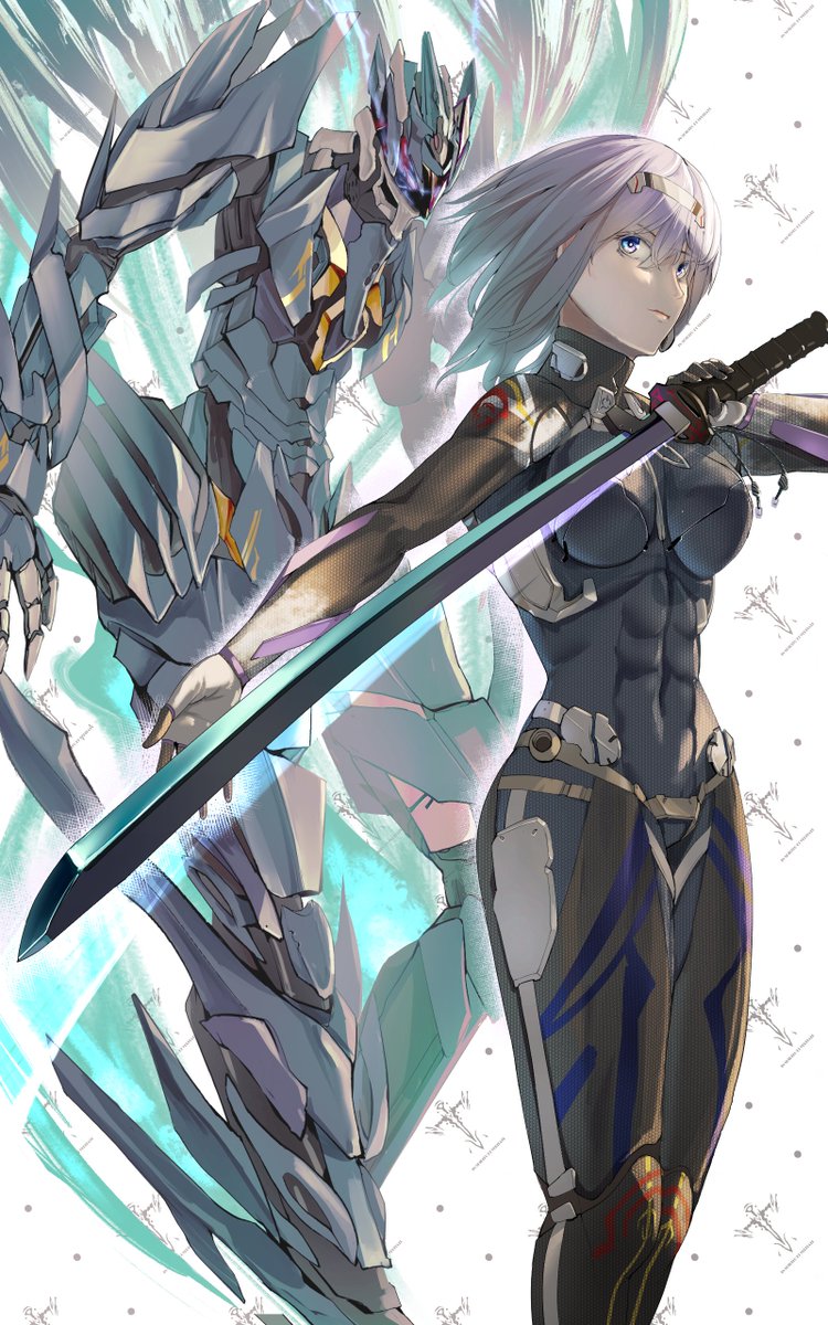 1girl weapon mecha robot sword holding holding weapon  illustration images