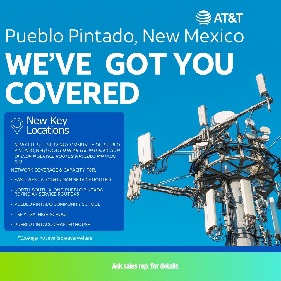 DesertSW_'s tweet photo. We are excited to announce 1 new network update for New Mexico!!! π€©
DSW we have you COVERED! Stay connected with increased capacity and expanded coverage. Visit a store today to learn more about the network near you!
#DSWVillage #ASiteIsBorn #ATT #G2NH https://t.co/JTKXzZOcOY