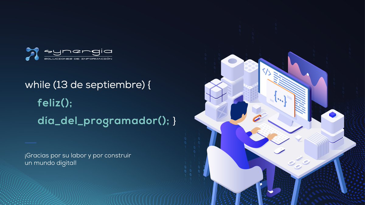 SynergiaSDI's tweet photo. ¡Feliz día del programador! 👨🏻‍💻

📆 Hoy en el día 256 del año celebramos el día Internacional de los programadores y programadoras. 
👾 Esta fecha fue elegida porque 256 es la cantidad de números que pueden representarse con 8 bits https://t.co/3oW6kut3pA