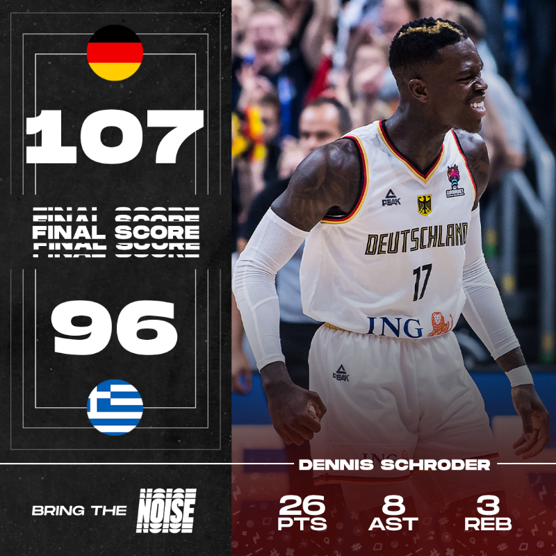 EuroBasket's tweet photo. RED HOT. 🇩🇪

Die Mannschaft is back in the EuroBasket Semi-Finals for the first time since 2005! 🔥

#EuroBasket x #BringTheNoise