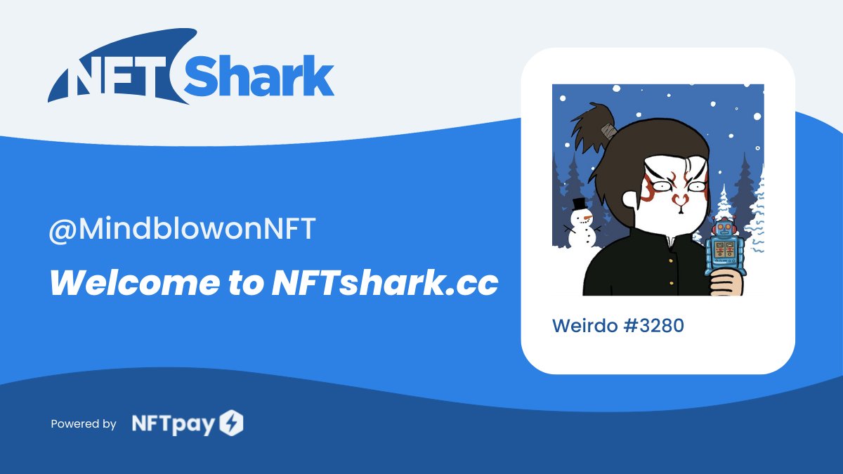 NFT Shark (@nftsharkcc) on Twitter photo Welcome @MindblowonNFT to NFTshark.cc 🦈
Purchase your favorite #NFTs from #OpenSea with your card in 1 min today 💳👇
nftshark.cc/collection?col… Welcome @MindblowonNFT to NFTshark.cc 🦈
Purchase your favorite #NFTs from #OpenSea with your card in 1 min today 💳👇
nftshark.cc/collection?col…