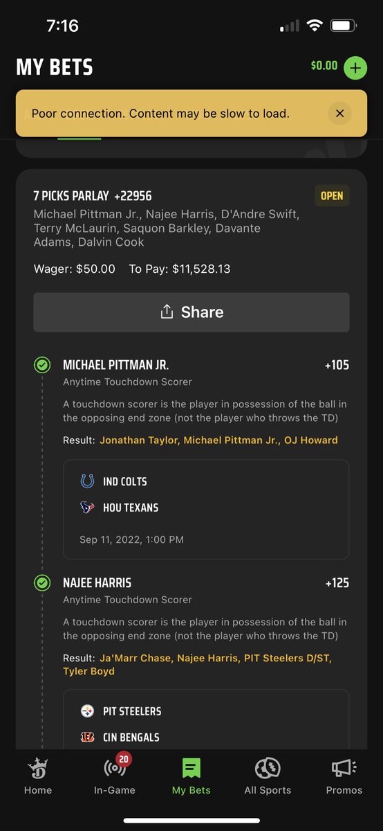 stearns_bets22's tweet photo. @EazyMoneyJones and I off by one TD scorer of hitting our first big parley of $11k to start off the NFL season. Will be posting our slips closer to Thursday night kickoff.Follow us and let’s win some damn money! #GamblingTwitter #nflpicks  #anytimetouchdownscorer #SportsGambling https://t.co/dVIKG5M2yf