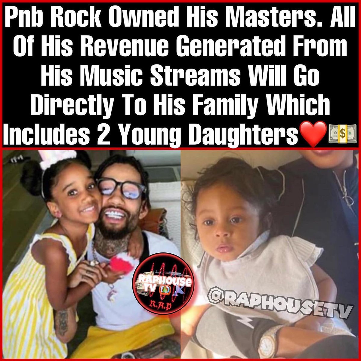 raphousetv2's tweet image. PnB Rock owned his masters all of his revenue will go directly to his family which includ 2 young daughters😭🕊💵📈