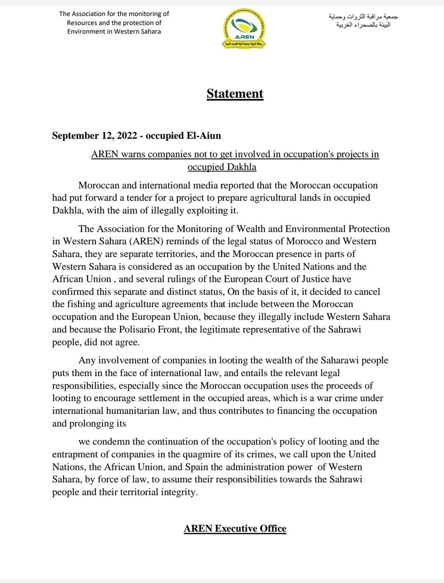 AREN-western Sahara resources monitoring tweet media