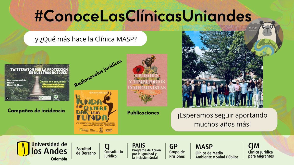 MASPUniandes's tweet photo. ¡Esperamos seguir muchos años más!
Gracias al consultorio y a la facultad @UniandesDerecho 🥰
Mañana seguimos con nuestra campaña #ConoceLasClínicasUniandes, será el turno de nuestra hermanita mayor @PaiisUniandes #PAIIS💚 https://t.co/8TRzrKM7it