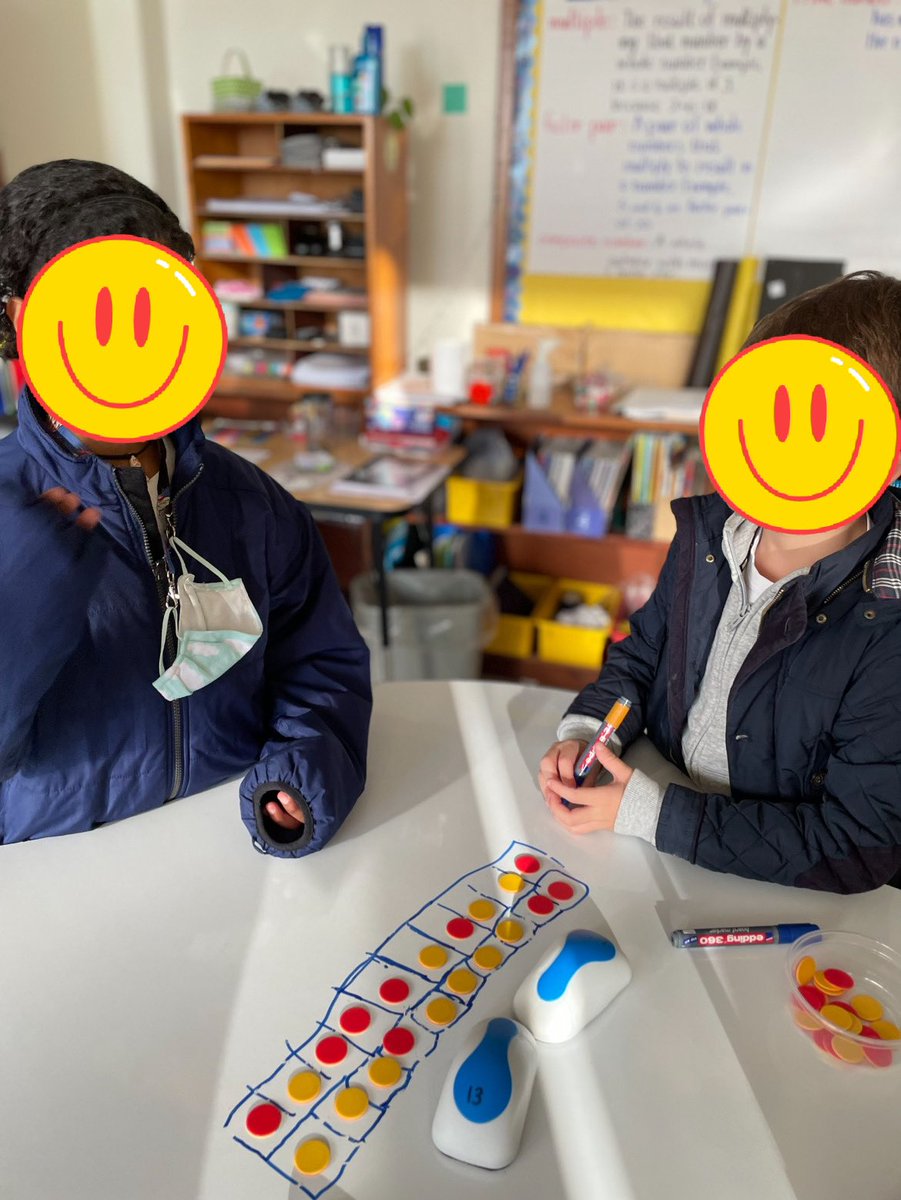 tracedug's tweet photo. S’s working on the Locker Problem in G4 unit 1. Love how the S’s make sense of the the problem in different ways - drawings, counters, cards… @IllustrateMath https://t.co/0SLJbcNveW