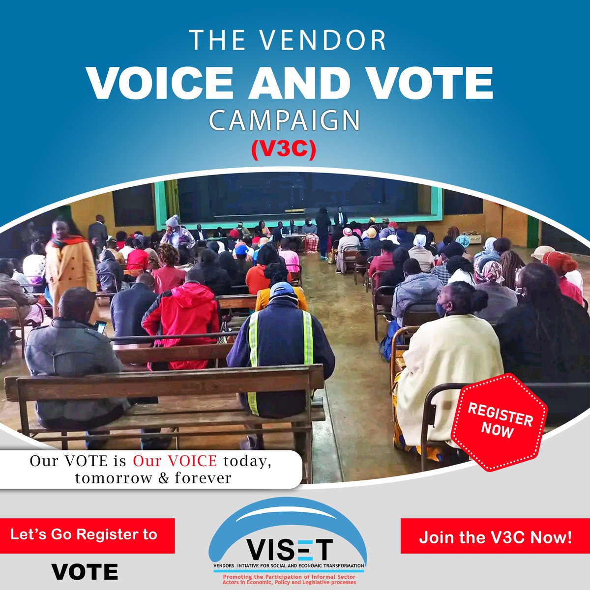 visetinfo's tweet photo. The Vendor Voice &amp; Vote Campaign (V3C) seeks to amplify the Voice of Informal Economy Workers &amp; rekindle their urgency in Governance and Electoral processes.
#OurVoteOurVoice
#V3C
@accountlabzw @Makil @NDI @memorykadau @tsunga_arnold @xola_zith @IRI_Africa @vellimnyama https://t.co/v9TVYrS8WE