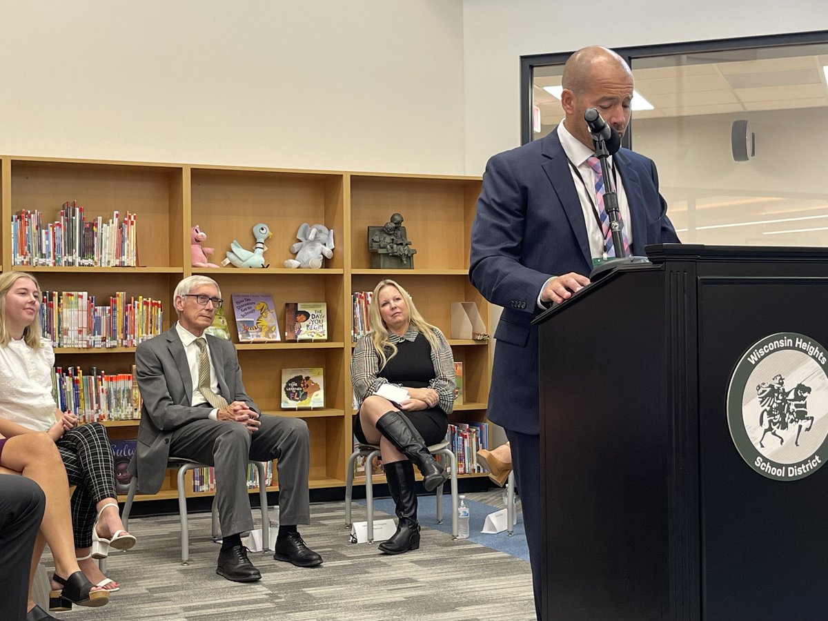 whsd_supt's tweet photo. An incredible day in the #VanguardPride District today. Governor Evers was here to help us share our story of a grow your own teacher program we have created with Sauk, @gobluejayscsd, and Lodi. https://t.co/ZR6hAdcfvU