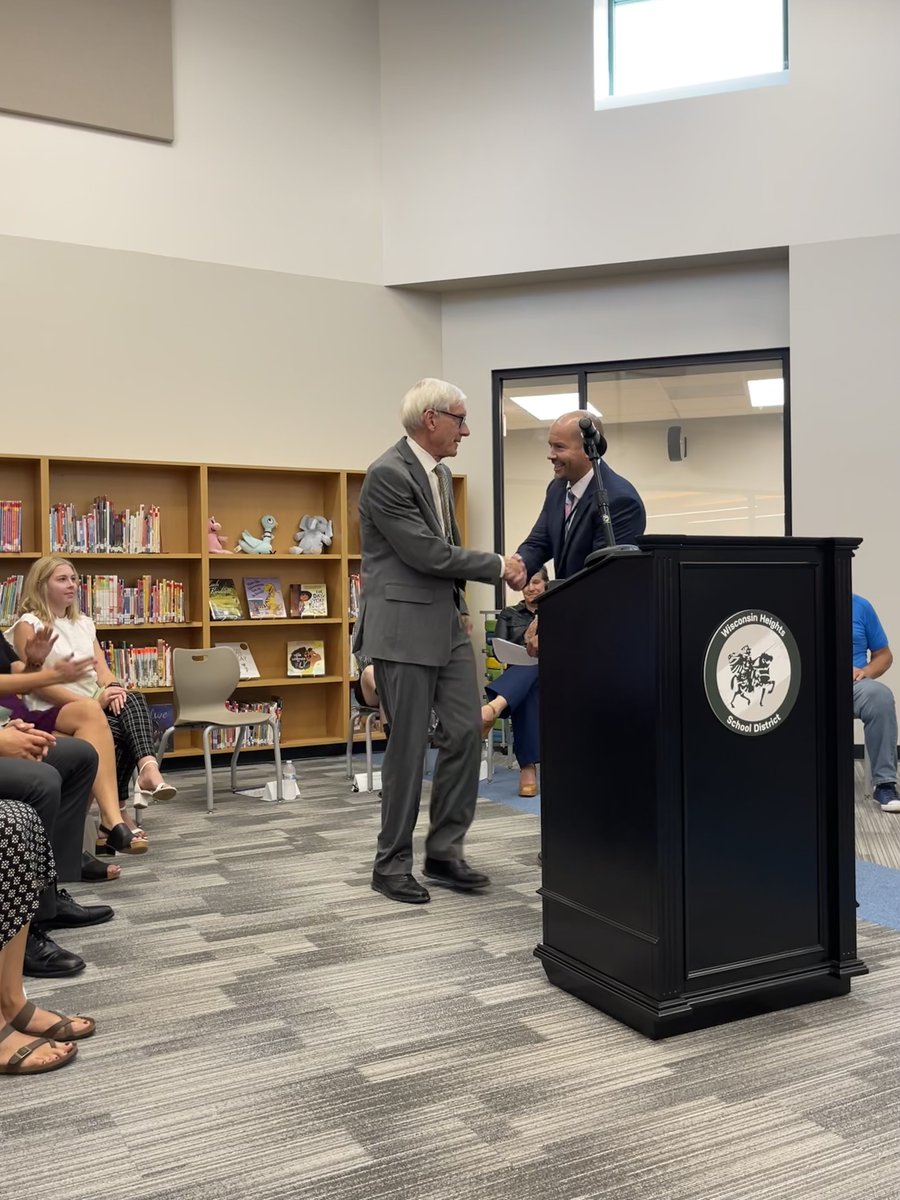 whsd_supt's tweet photo. An incredible day in the #VanguardPride District today. Governor Evers was here to help us share our story of a grow your own teacher program we have created with Sauk, @gobluejayscsd, and Lodi. https://t.co/ZR6hAdcfvU