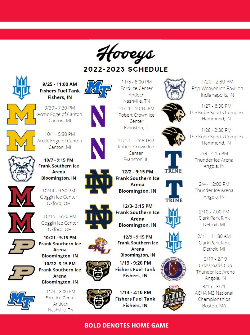 SCHEDULE UPDATE!

Calling all Chicago IU fans, the Hooeys will be heading to the Windy City to take on Northwestern November 11th and 12th!
 
All game times and locations subject to change

#hooeys #roadtoboston