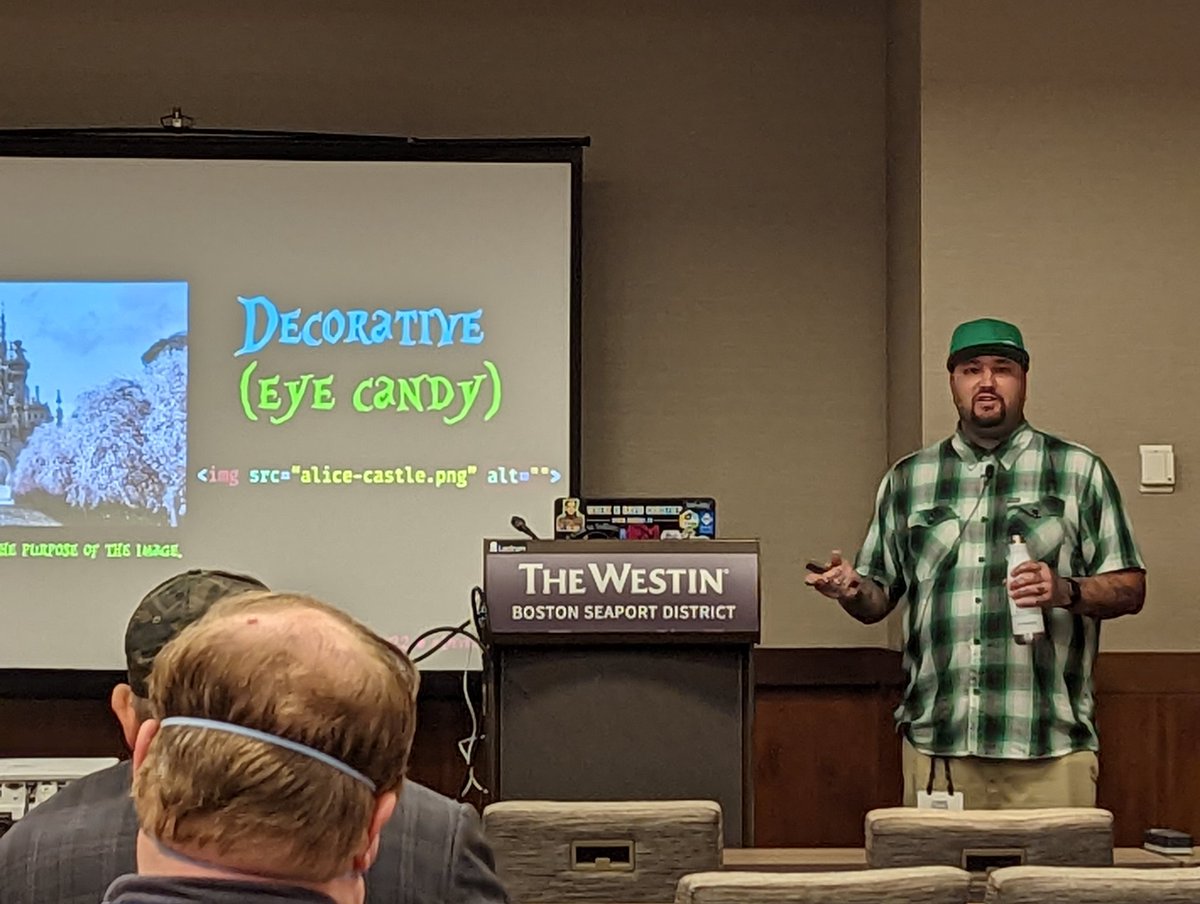 Brocco's tweet photo. Loving how @saltnburnem is delivering accessibility facts. The web is for EVERYONE!!! #DevReach22 #Progress360 https://t.co/lyrI5nezQ8