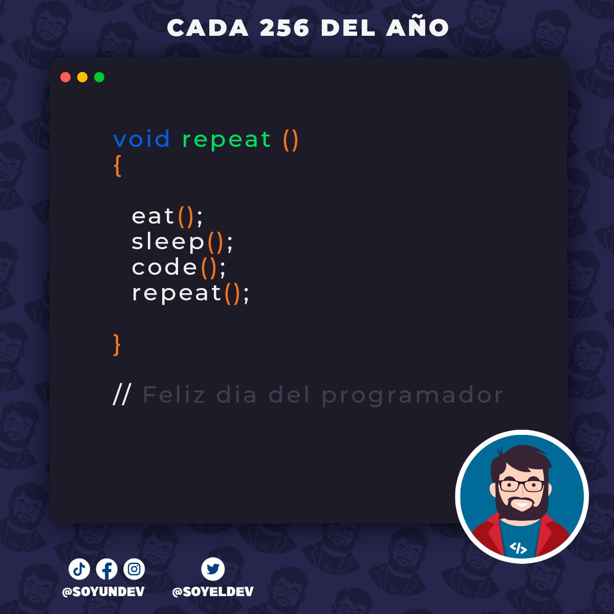 soyeldev's tweet image. Hoy es el día 256 del año 💻

Felicidades a todos esos programadores, tech leads, QA y a todos los que les apasione este mundo.