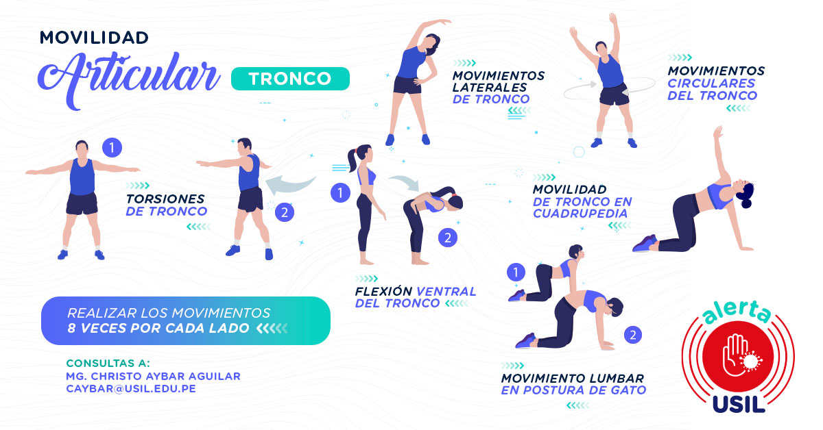 AlertaUsil's tweet photo. ¡Hoy en #AlertaUSIL! 📢 Te enseñamos algunos ejercicios para que tengas mejor articulación en el cuerpo. Esta vez iniciamos con el tronco. 
#ActividadFísica #Ejercicios https://t.co/Mn8QbFelVX