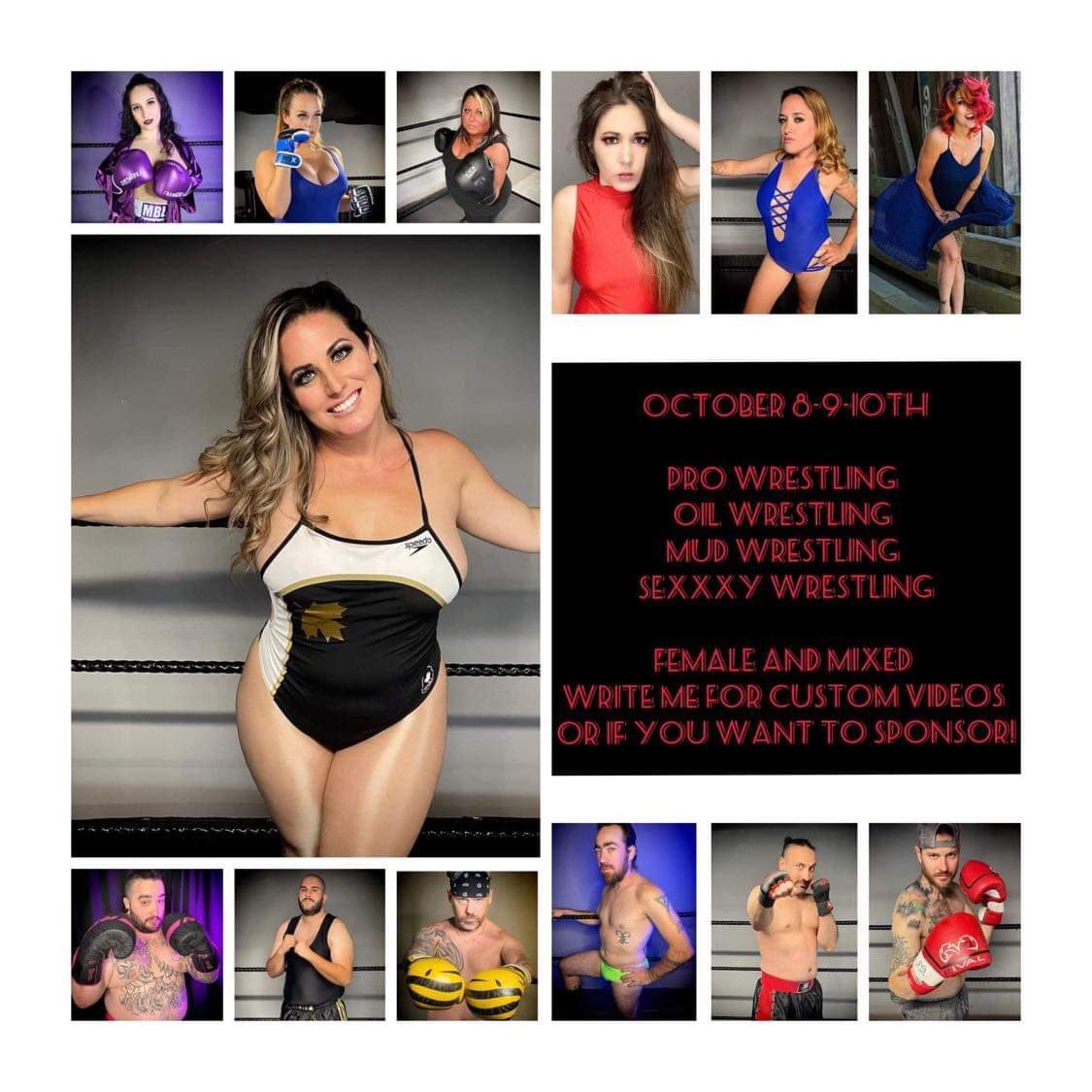 carloswrestlin's tweet photo. The best of the best all in one place!!! OMG!!October 8-9-10!!
@MutinyWrestling @LilyKatWrestler @TaraTasty_69 @BlackWidowEve @DavidAngell4you @LukasChubs @JustKylejust281 Dont miss this event!!!!  
Sexxxy wrestling
Oil wrestling
Pro wrestling
Boxing
To sponsor write to me!! https://t.co/V32CAgcsqP